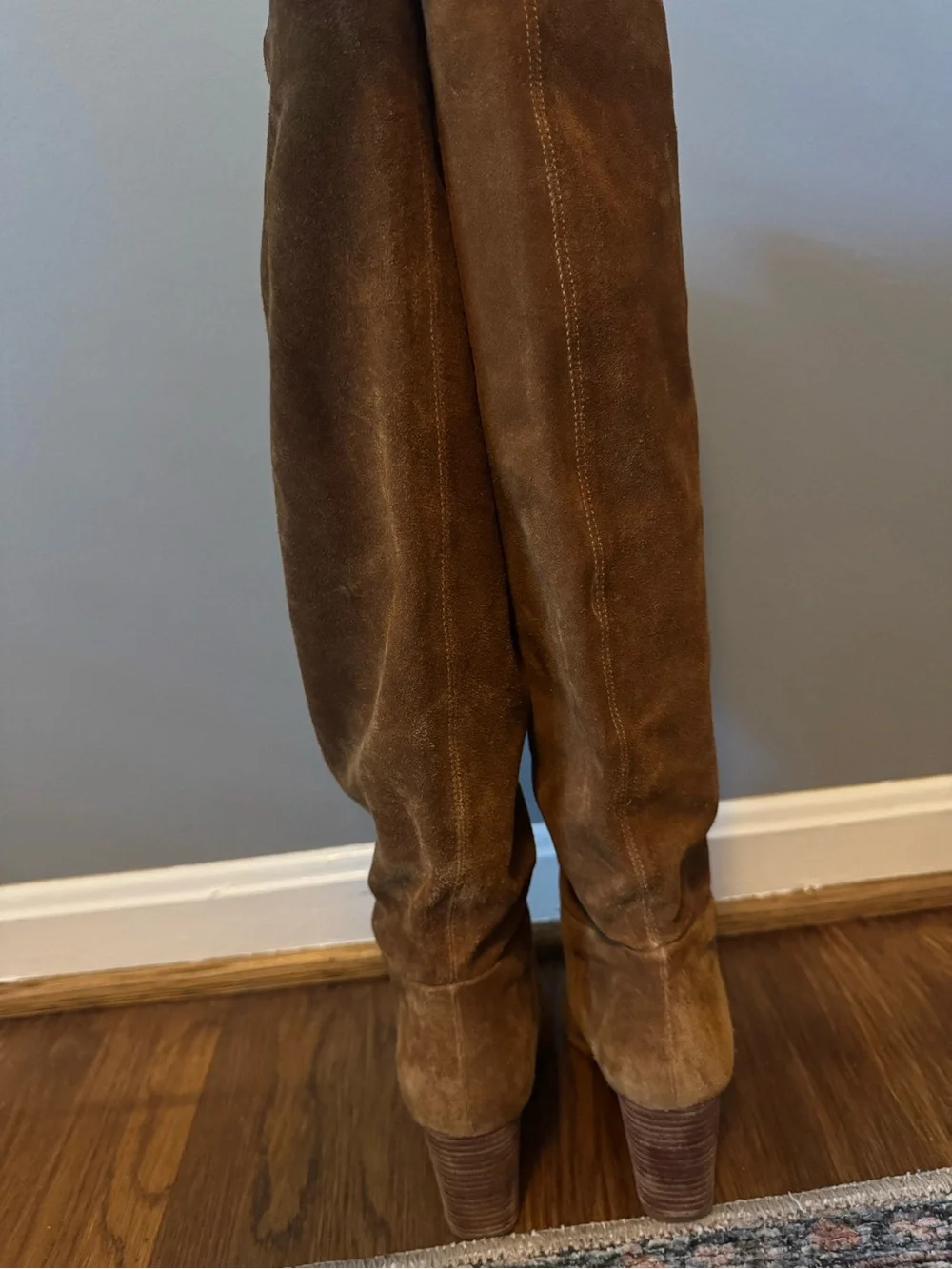 Able Over-the-Knee Suede Boots in Cognac Brown